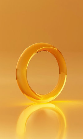 A translucent, glowing ring with yellow-orange hues on a warm gradient background.  Generate AIの素材