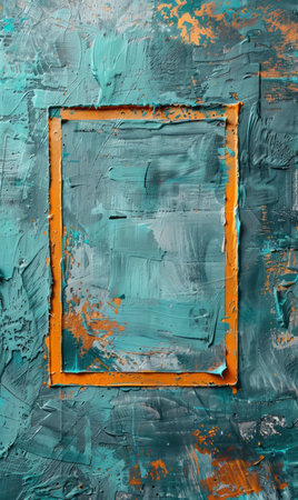 Abstract paint strokes and an orange square frame on a textured background, Generate Aiの素材