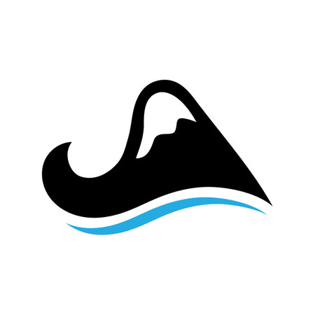 mountain wave icon logo vectorのイラスト素材