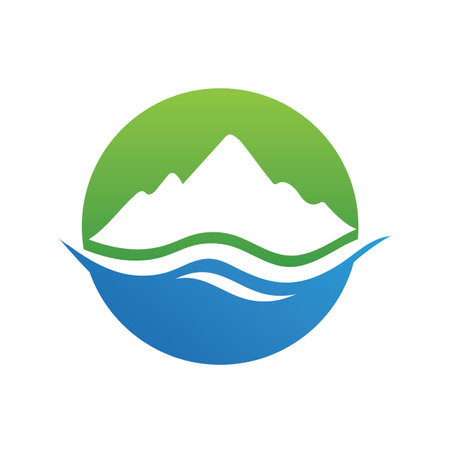 mountain wave icon logo vectorのイラスト素材