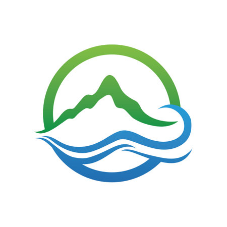 mountain wave icon logo vectorのイラスト素材