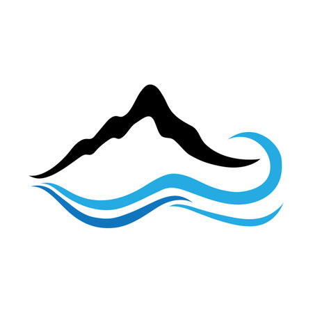mountain wave icon logo vectorのイラスト素材