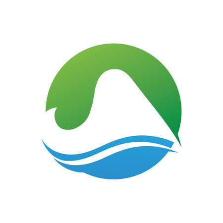 mountain wave icon logo vectorのイラスト素材