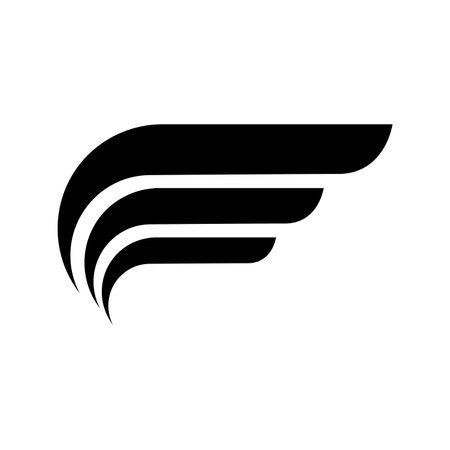 A minimalistic wing black and white vector illustration of a stylized feather.のイラスト素材