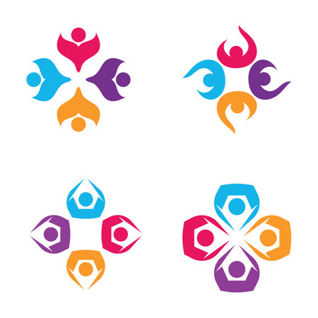 Colorful community group team People Logo Designのイラスト素材