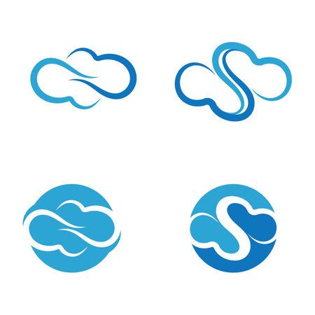 Blue cloud icon logo vectorのイラスト素材