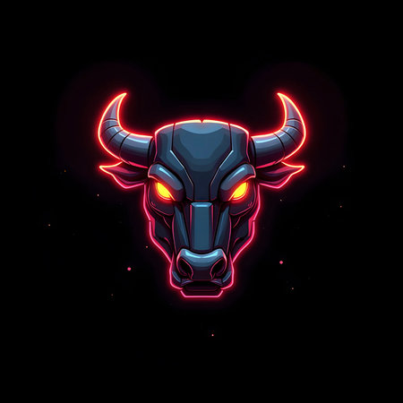 Glowing Robotic Bull Head Vector Logoの素材
