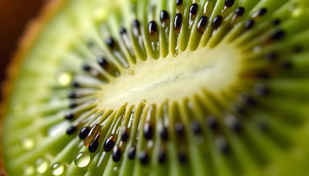 Professional Photography of Kiwi Macro Closeup With Water Dropletsの素材