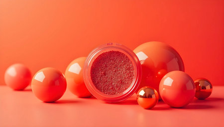 Red Orange Glitter Makeup with Decorative Spheresの素材