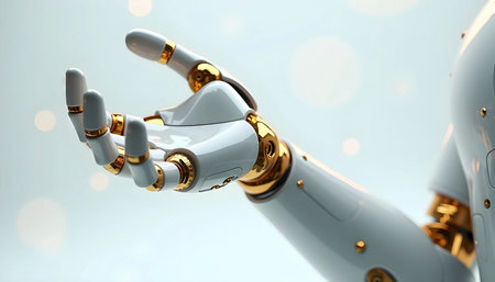 White and Gold Robotic Hand Pointingの素材