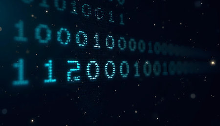 Glowing Digital Binary Lines Streaming Through Virtual Cyber Spaceの素材