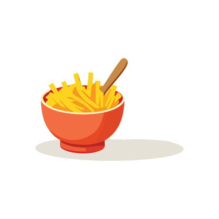 Small bowl of crispy golden french friesのイラスト素材