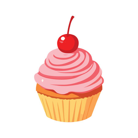 Cherry Cupcake Dessert Icon vectorのイラスト素材