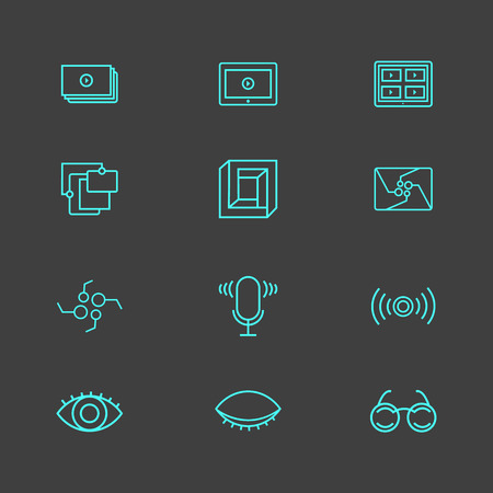 Flat icons set for website in line style.のイラスト素材