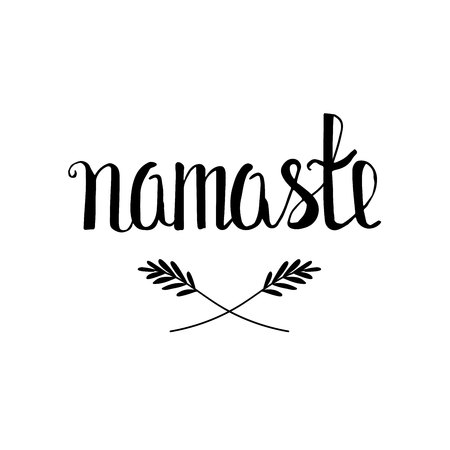 Namaste lettering. Hello or welcome in India, Asia. calligraphic text on white background.のイラスト素材