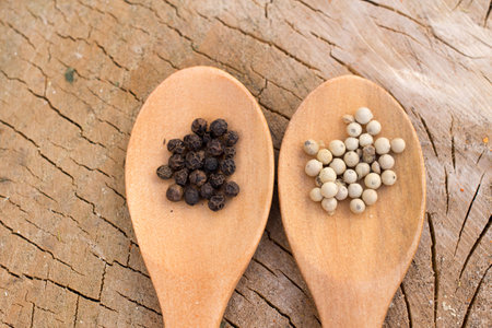 Spices on wooden rustic backgroundの写真素材