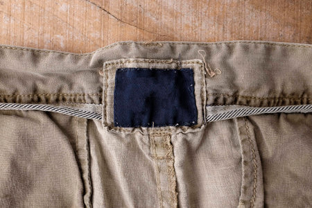 Clothing labels on wooden vintage background