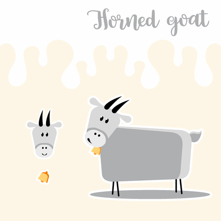 Horned goat Illustrationのイラスト素材