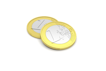Highly detailed 3D render illustration of two one euro coinsの写真素材