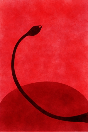 Fighting Bull´s tail silhouette over red arena ring concept backgroundの写真素材