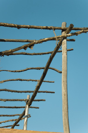 Roof Fence Detail in Western Movie Town Set, Fort Bravo, Tabernas Desert, Almeria, Andalusia, Spainの写真素材