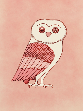 Cute Owl, symbol of Athena, goddess and Athens protectorの写真素材