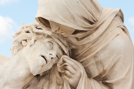 Jesus and Mary sculpture in marseilles at Notre Dameのeditorial素材