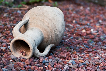 amphora with gravel backgroundの写真素材