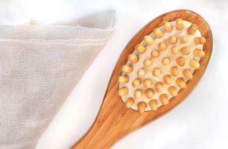 Spa and Wellness - Bath brush and rolled up hand towel.の写真素材