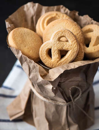 Homemade shortbread sugar cookies of different shapes. The theme of the Christmas mood.