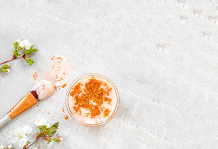 Natural Homemade Face Mask with copy space. Beauty Concept.の写真素材