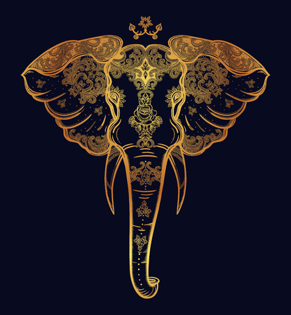 Decorative elephant with beautiful ornaments.のイラスト素材