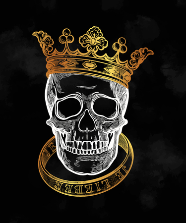 Beautiful romantic skull with crown.のイラスト素材