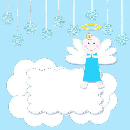 Frame with cute Christmas baby angel.Vector illustrationのイラスト素材