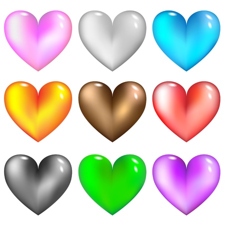 Colorful glass hearts icon for web.Vector set.のイラスト素材