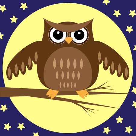 Owl at Night.Illustrationのイラスト素材