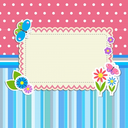 Frame with flowers and butterfliesのイラスト素材
