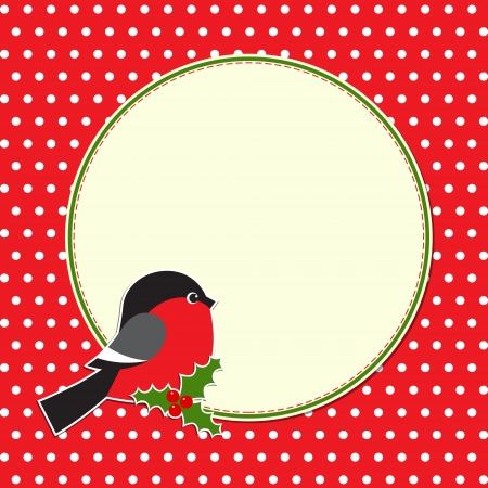  Christmas round frame with bullfinchのイラスト素材