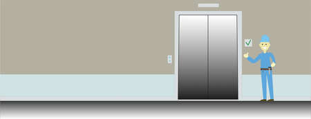 Elevator technician gesturing thumbs upのイラスト素材