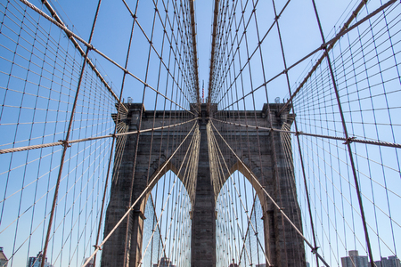 Brooklyn bridge in New York city close upの写真素材