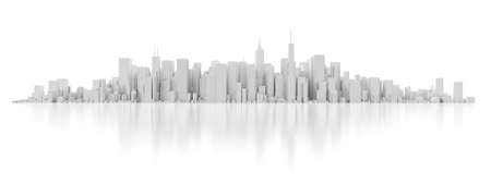 3d city on mirror floorの写真素材