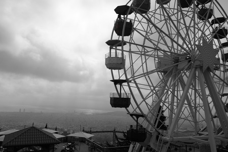 Panoramic wheel in black and whiteの写真素材