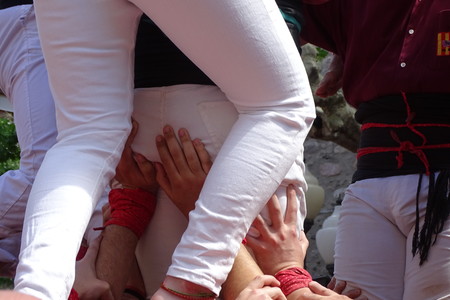 Castellers, May 7 2017 Cardedeu, human tower, Spainのeditorial素材