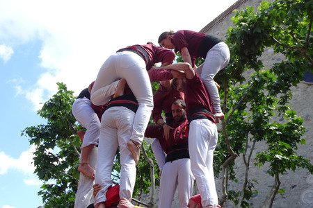 Castellers, May 7 2017 Cardedeu, human tower, Spainのeditorial素材