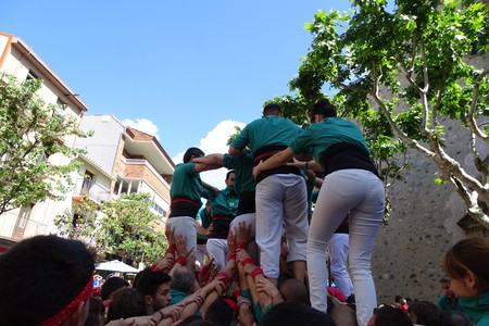 Castellers, May 7 2017 Cardedeu, human tower, Spainのeditorial素材