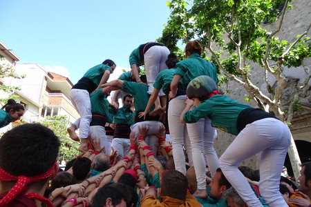 Castellers, May 7 2017 Cardedeu, human tower, Spainのeditorial素材
