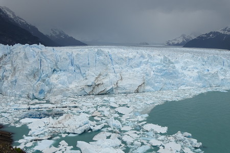 Perito Moreno glacier view, beautiful blue ice wall, Calafate, Patagonia, Argentinaの写真素材
