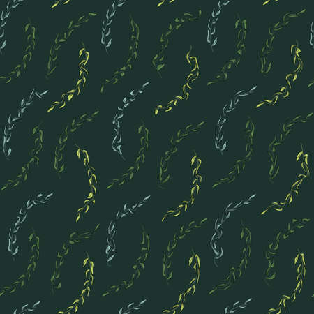Seamless pattern with leaves on dark background