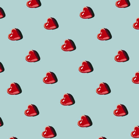 valentine pattern 3D praline hearts on mint backgroundのイラスト素材