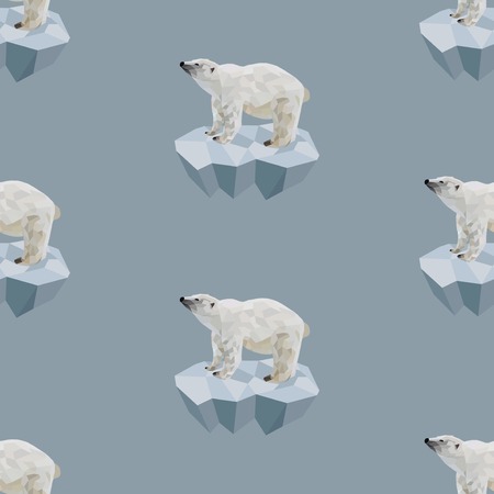 Polar bear low poly patternのイラスト素材